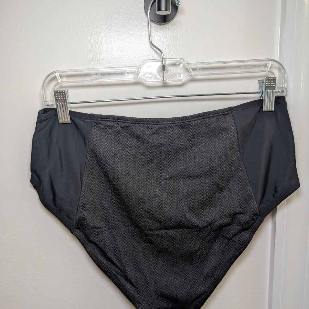 Cupshe NWT Black One-Shoulder Bikini Top & High-Waisted Bottoms Set Size L - Picture 9 of 11